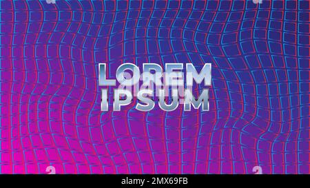 Futuristic wavy neon grid. Abstract background design template Stock Vector