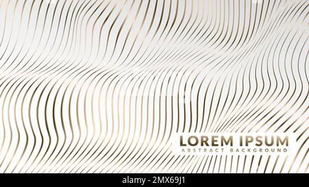 Gold stripes on white background with waving flag effect. Abstract background design. Stock Vector