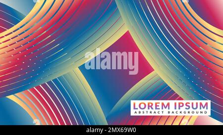 Futuristic curved tunnel in dark multicolor gradient. Abstract background design Stock Vector