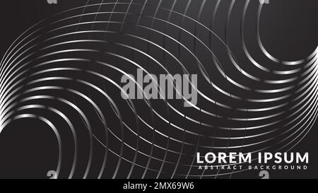 Abstract black arc lines on white background, linear swirls path vector ...