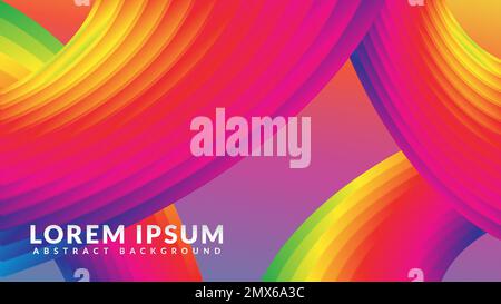 Futuristic curved tunnel in dark multicolor gradient. Abstract background design Stock Vector