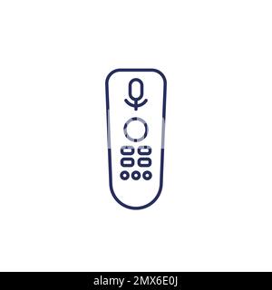 tv remote control with voice recognition line icon Stock Vector