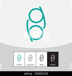 B and G Letter Logo. Glasses. Green Color. - Vector. Vector illustration Stock Vector