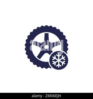 winter tires icon on white Stock Vector