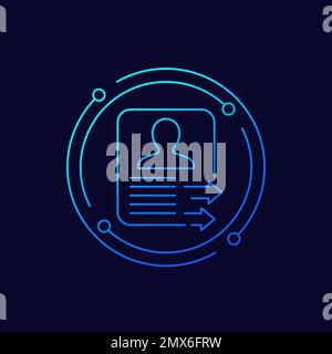 export profile, personal data icon, linear design Stock Vector