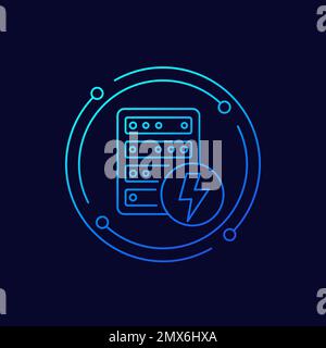 Server electricity warning, electric power icon Stock Vector