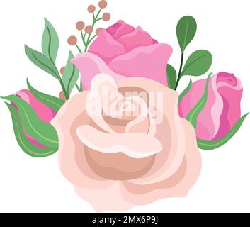 Floral decoration element. Pastel roses. Flower bouquet Stock Vector