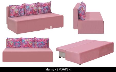 Folding sofa. Isolated from the background. In different angles. Interior element Stock Photo
