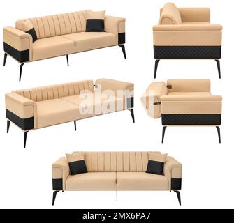 Folding sofa. Isolated from the background. In different angles. Interior element Stock Photo