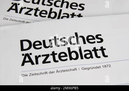 Viersen, Germany - 31. January 2023: Closeup of german doctors medical journal Deutsches Ärzteblatt Stock Photo