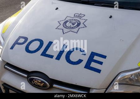 Norfolk Police badge with the words POLICE written on a police car in Norwich Norfolk Stock Photo