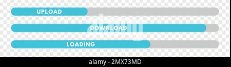 Progress loading bar. Download status, speed upload icon. Vector illustration for website design Stock Vector