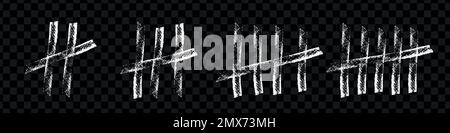 Tally mark. Simple mathematical count visualization, prison or jail wall counter. Isolated vector illustration Stock Vector