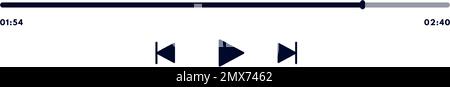 Music or video play bar icon. Audio player for songs or podcast playlist. Play or pause button.Vector illustration Stock Vector