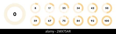 Set of yellow circular progress bar. Download display. Vector illustration Stock Vector