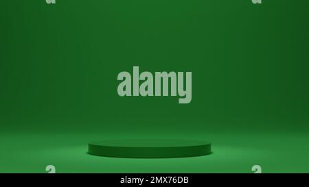 3d render green stand for product display, isolated simple empty stand for product showcase, best for natural product Stock Photo