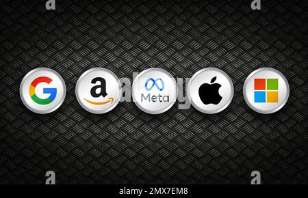 American big technology companies - GAFAM Stock Photo