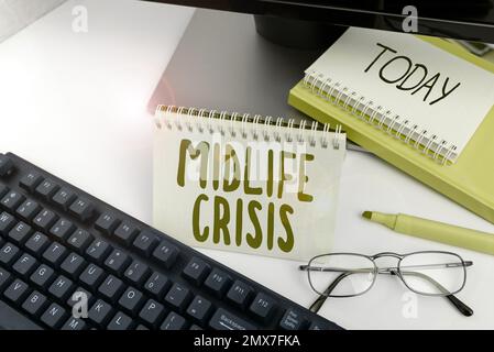 Writing displaying text Midlife Crisis. Concept meaning Software development technique Decomposing an application Stock Photo