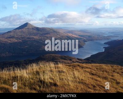 Ben Lomond and Loch Lomond from A' Chrois, Arrochar Alps, Scotland Stock Photo