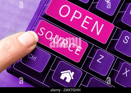 Text caption presenting Open Source. Business approach denoting software which original source code freely available Stock Photo
