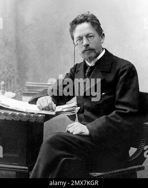 Anton Chekhov. Portrait of the Russian playwright, Anton Pavlovich Chekhov (1860-1904),1889 Stock Photo