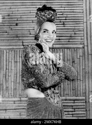 Carmen Miranda. Portrait of the Brazilian samba singer and actress Maria do Carmo Miranda da Cunha (1909-1955), New York Sunday News, 1941 Stock Photo