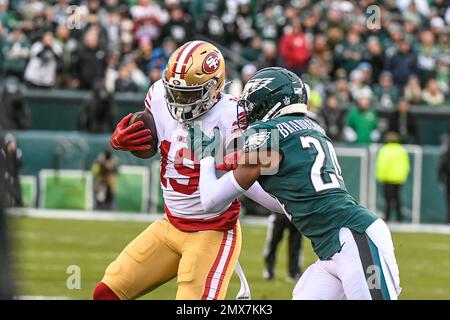 Philadelphia Eagles' James Bradberry reacts during an NFL divisional round  playoff football game, Saturday, Jan. 21, 2023, in Philadelphia. (AP  Photo/Matt Slocum Stock Photo - Alamy