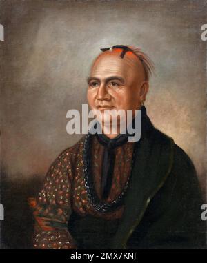 Joseph Brant. Portrait of the Mohawk leader, Thayendanegea or Joseph Brant (1743-1807) by Ezra Ames, c. 1806 Stock Photo