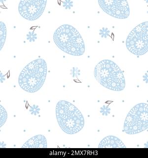 Vector flowers easter eggs seamless pattern. Stock Vector