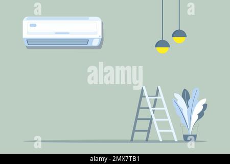 Air conditioner background isolated on green background Stock Vector