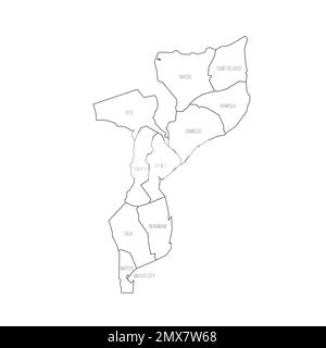 Mozambique political map of administrative divisions Stock Vector