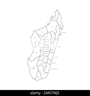 Madagascar political map of administrative divisions Stock Vector