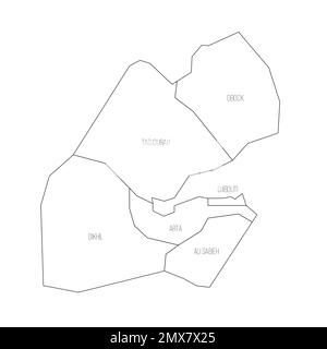 Djibouti political map of administrative divisions Stock Vector