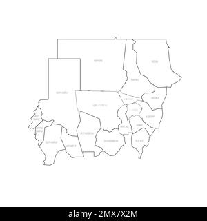 Sudan political map of administrative divisions Stock Vector