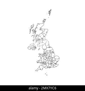 UK political map of administrative divisions Stock Vector