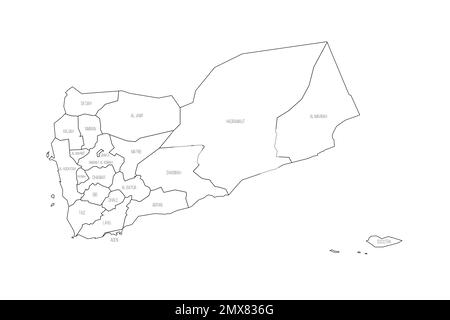 Yemen political map of administrative divisions Stock Vector