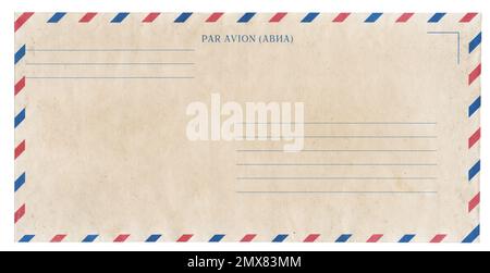 Old air mail envelope on white Stock Photo