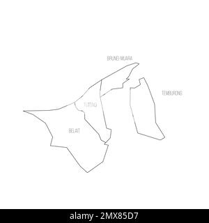 Brunei political map of administrative divisions Stock Vector