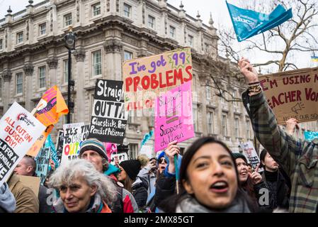 Teachers and civil servants join mass strike on 'Walkout Wednesday', London, UK. 01/02/2023 Stock Photo