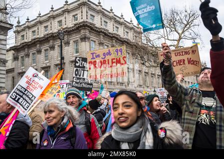 Teachers and civil servants join mass strike on 'Walkout Wednesday', London, UK. 01/02/2023 Stock Photo