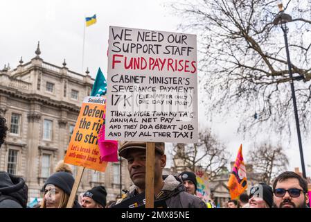 Teachers and civil servants join mass strike on 'Walkout Wednesday', London, UK. 01/02/2023 Stock Photo