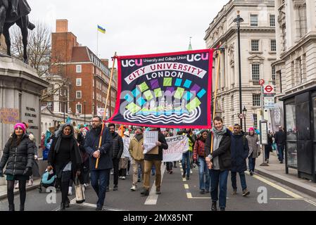 Teachers and civil servants join mass strike on 'Walkout Wednesday', London, UK. 01/02/2023 Stock Photo