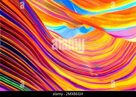 Abstract colorful background. Waves made of colorful layers of rainbow COLORS. Vector in Low Poly Art. Stock Vector
