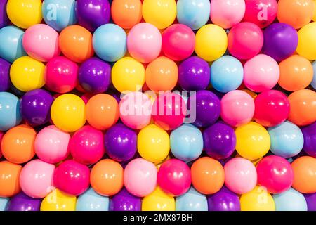 Colorful balloons background - real photo, concept of celebration, party, happy, surprise Stock Photo