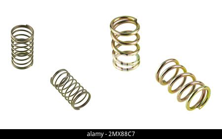 metal spring, isolated on white background collage Stock Photo