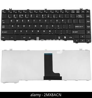 laptop keyboard, laptop spare part, view from two sides, isolated on white background Stock Photo