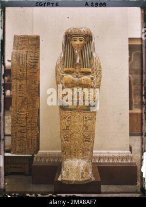 Cairo, Egypt, Africa sarcophagus painted at the Egyptian museum , 1914 ...