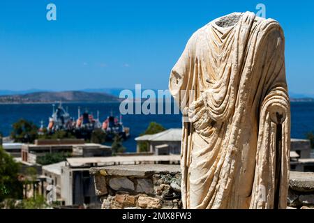 Roman era statue at the archaeological site of Elefsis, Greece, the 2023 European Capital of Culture. Stock Photo