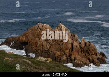 rock on the coast of galicia in the north of spain Stock Photo