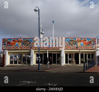 Treasure Island Amusement Park frontage, Barry Island. January 2023. Winter. Stock Photo